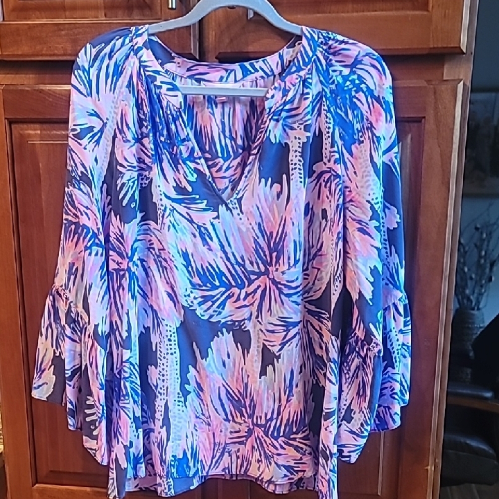 Lilly Pulitzer Pink and Blue Floral Blouse